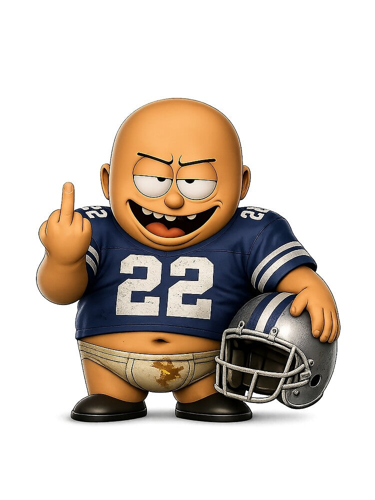 Funny American Football Player Cartoon – Chimou Character, Football Humor Design, Perfect Gift for Football Fans by WotanArt