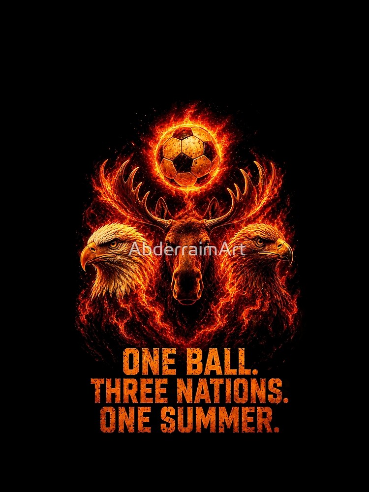 One Ball Three Nations One Summer — World Cup 2026 Fire Eagle Moose Soccer Art Print by AbderraimArt