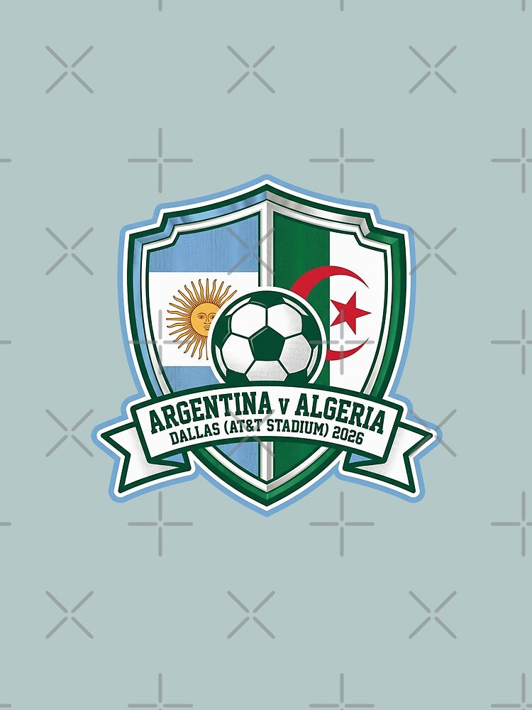 Argentina vs Algeria Soccer Match Crest Dallas 2026 by Pride Emblem Prints