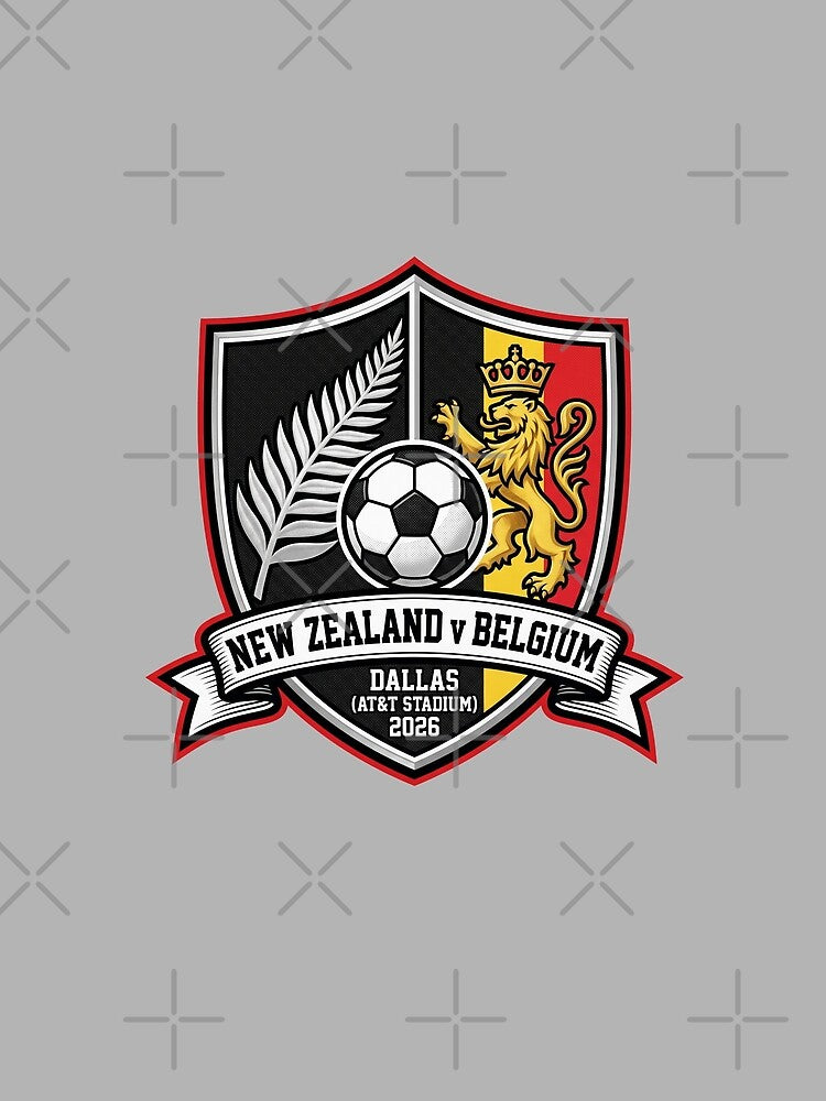 New Zealand vs Belgium Soccer Match Dallas 2026 Crest by Pride Emblem Prints