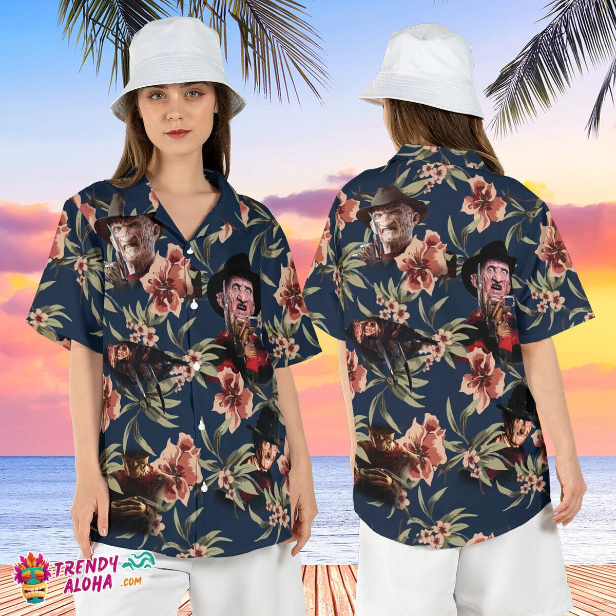 Freddy Krueger Tropical Nightmare Elm Street Floral Horror Shirt