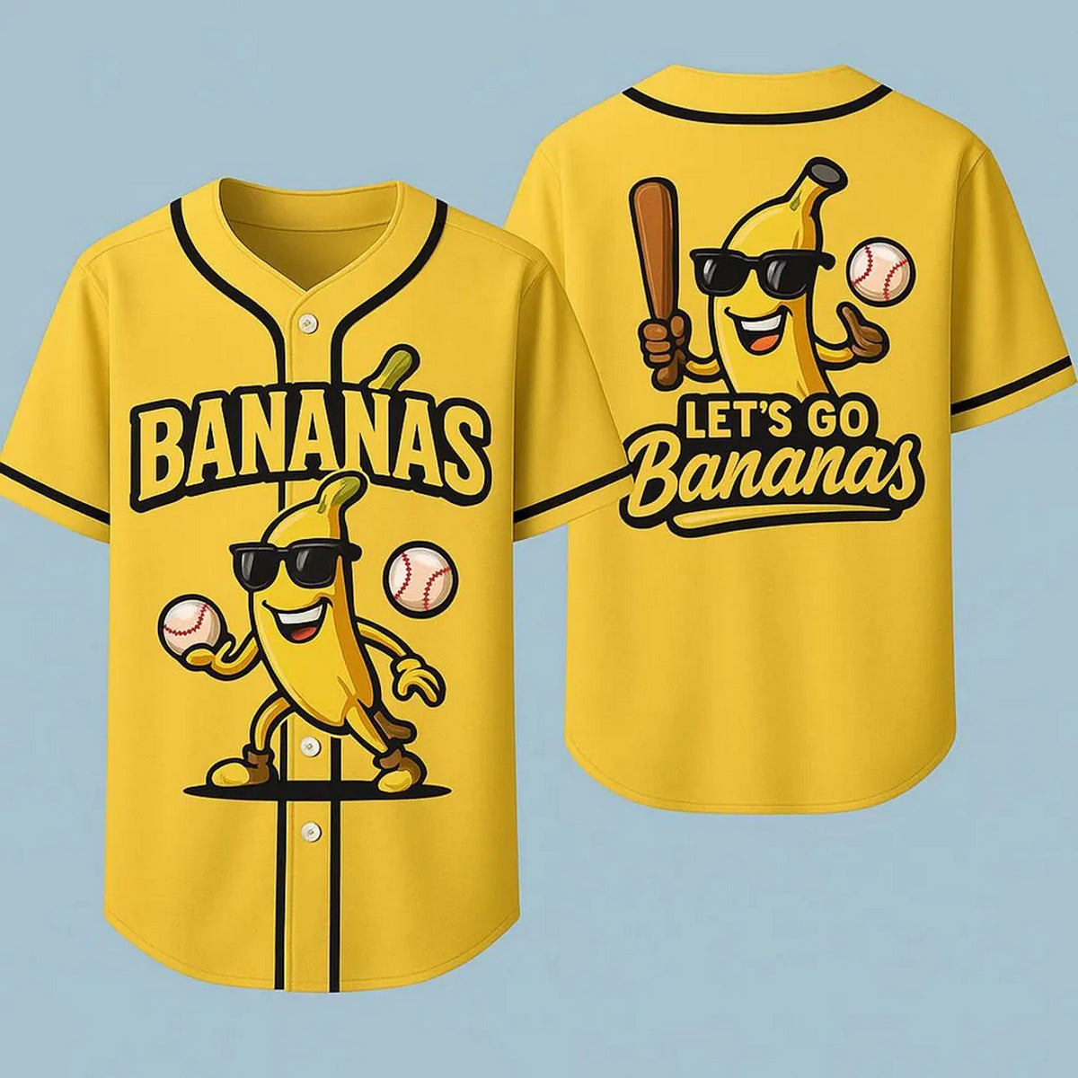 Funny Banana Let's Go Bananas Yellow Baseball Jersey