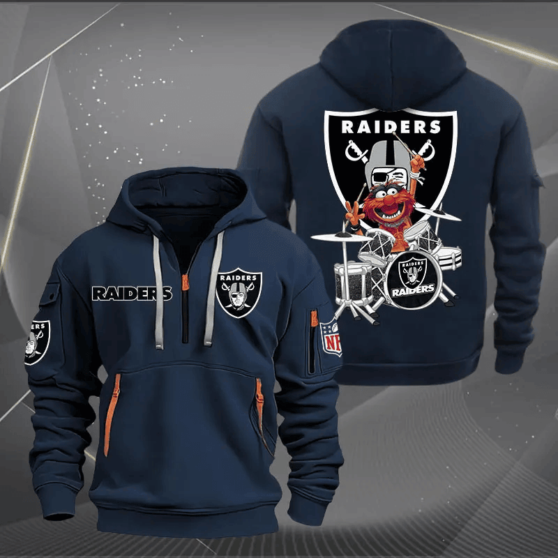 Las Vegas Raider Football Team Quarter Zip Hoodie Rocking Drummer Football Fan Gift