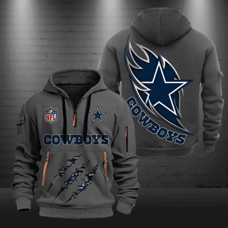 Dallas Cowboys Quarter Zip Hoodie Football Team Logo Gift For Fan