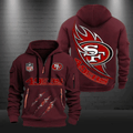 San Francisco Football SF49ers Team Quarter Zip Hoodie Team Logo Gift For Fan