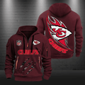 Kansas Football Team Quarter Zip Hoodie Team Logo Gift For Fan