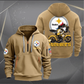 Pittsburgh Steeler Quarter Zip Hoodie Biker Taz Custom Name Gift For Fan