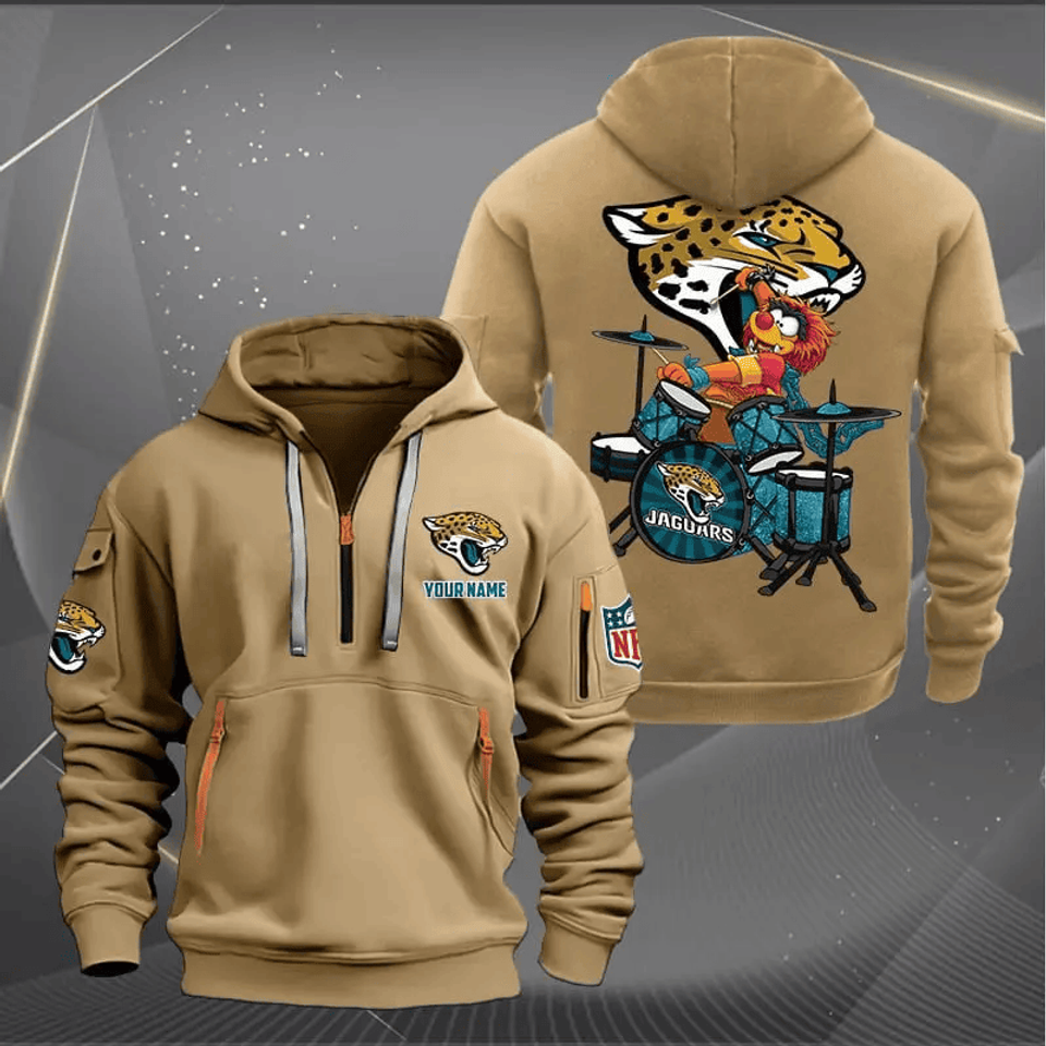 Jacksonville Football Team Quarter Zip Hoodie Rocking Drummer Custom Name Gift For Fan