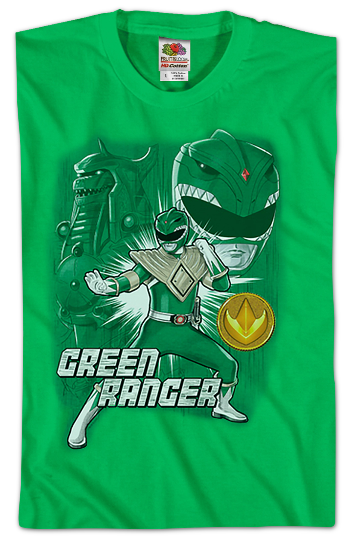 Green Ranger Mighty Morphin Power Rangers T-Shirt - clothing by FluxTees.com (Image 2)
