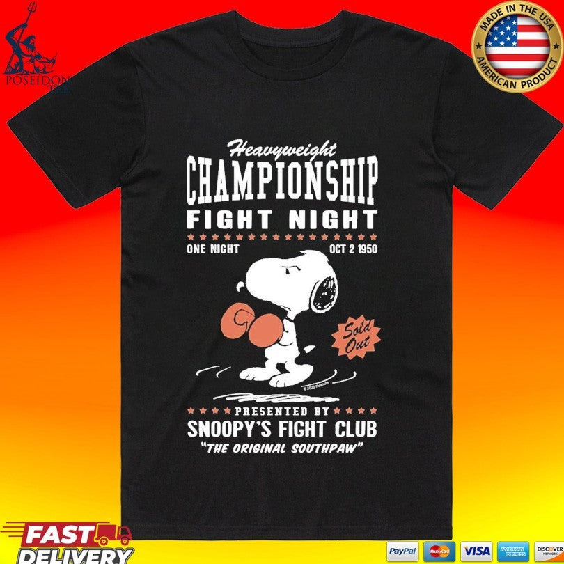 Heavyweight Championship Fight Night Snoopy’s Fight Club The Original Southpaw T-shirt