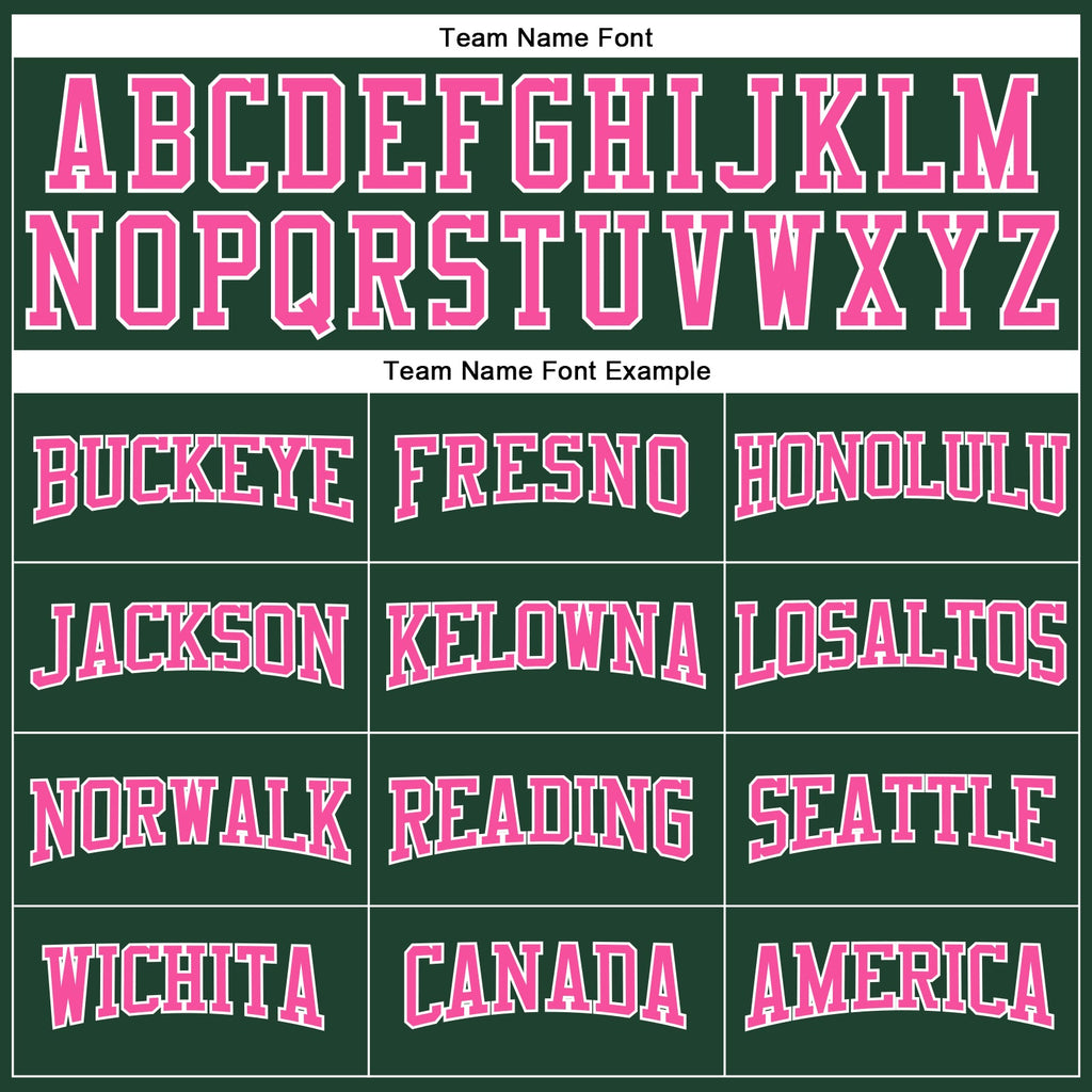 Custom Hunter Green Pink-White Authentic Throwback Basketball Jersey