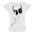 Womens Music Top Headphones Tshirt black / white print Dj Vinyl elektro house hip hop S/M/L