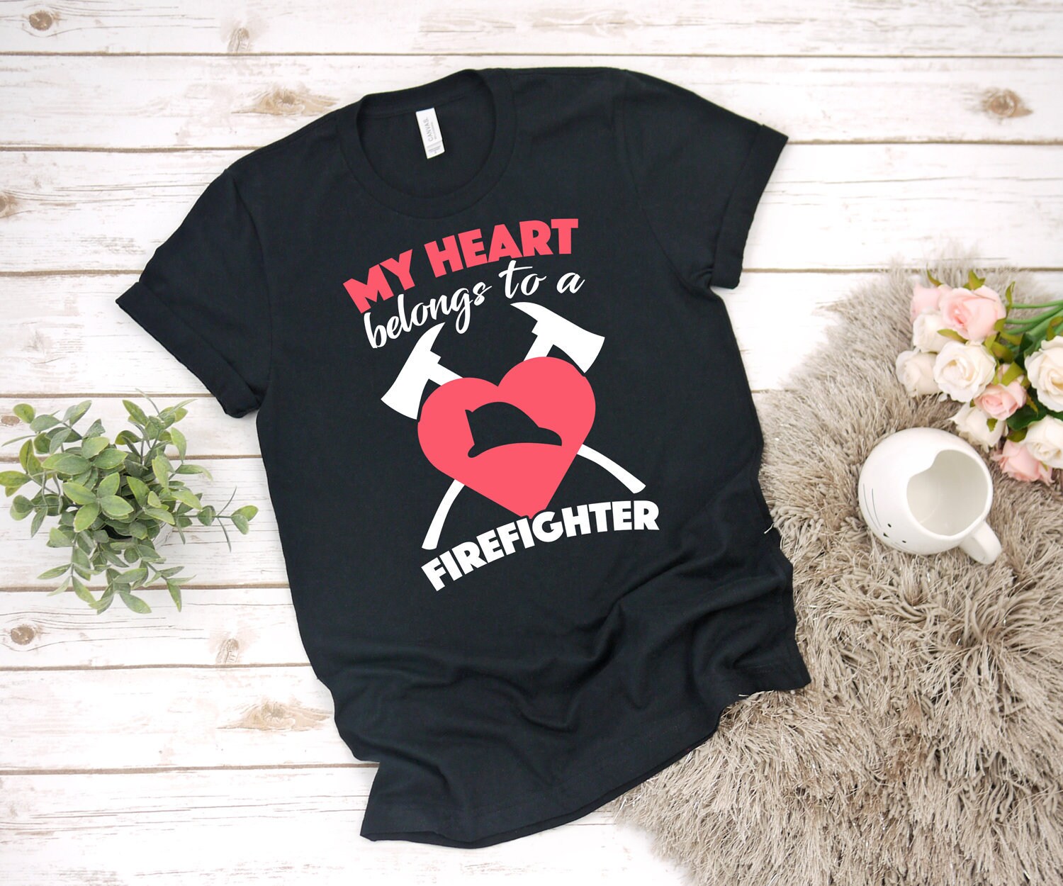Firefighter Wife Shirt My Heart Belongs to A Firefighter Tee
