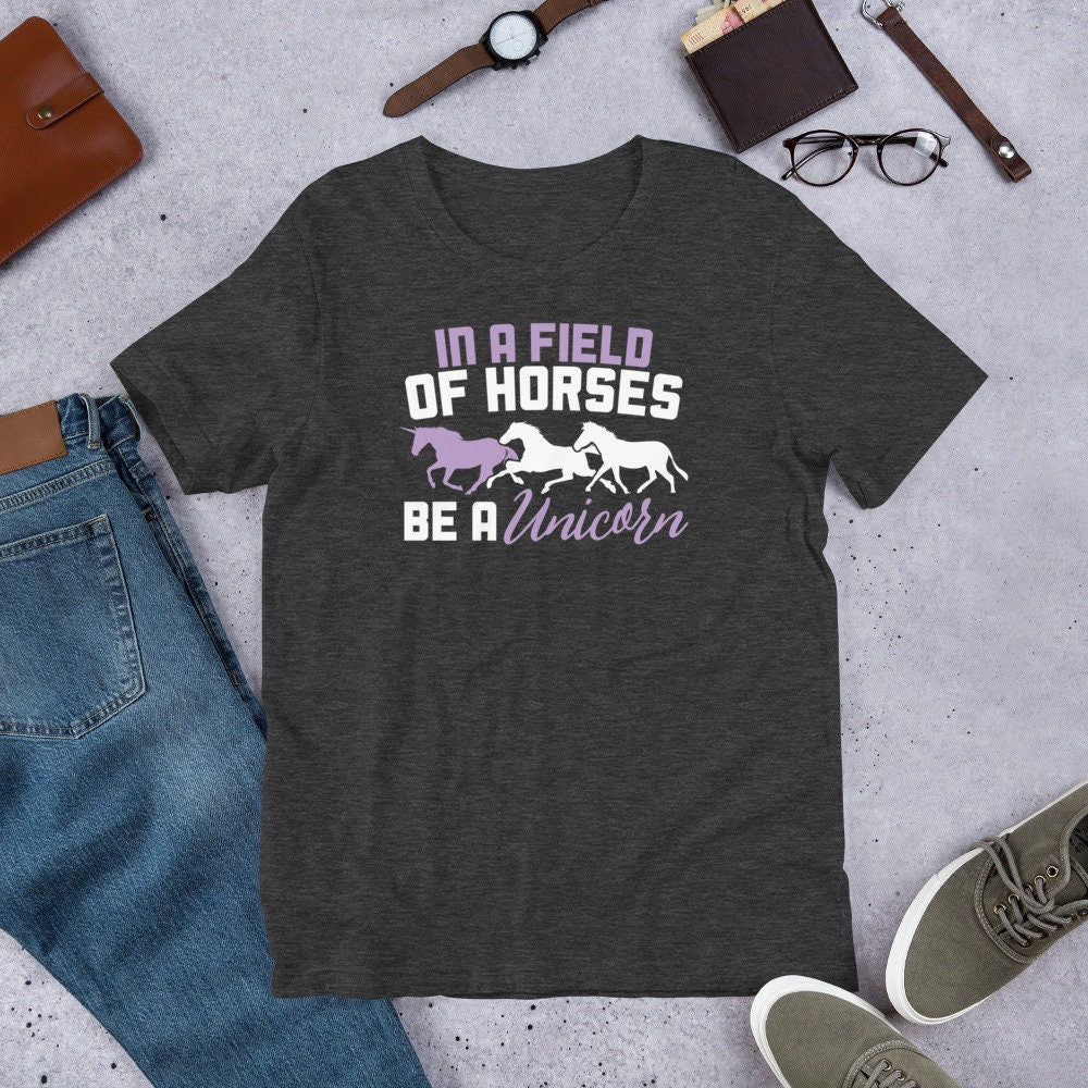 Cute Unicorn Shirt in A Field of Horses Be A Unicorn T Shirt