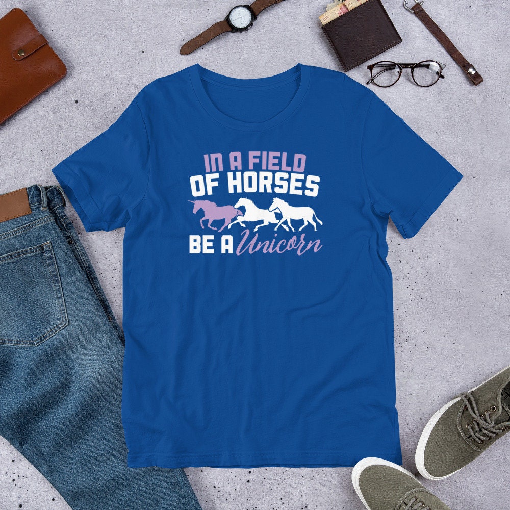 Cute Unicorn Shirt in A Field of Horses Be A Unicorn T Shirt