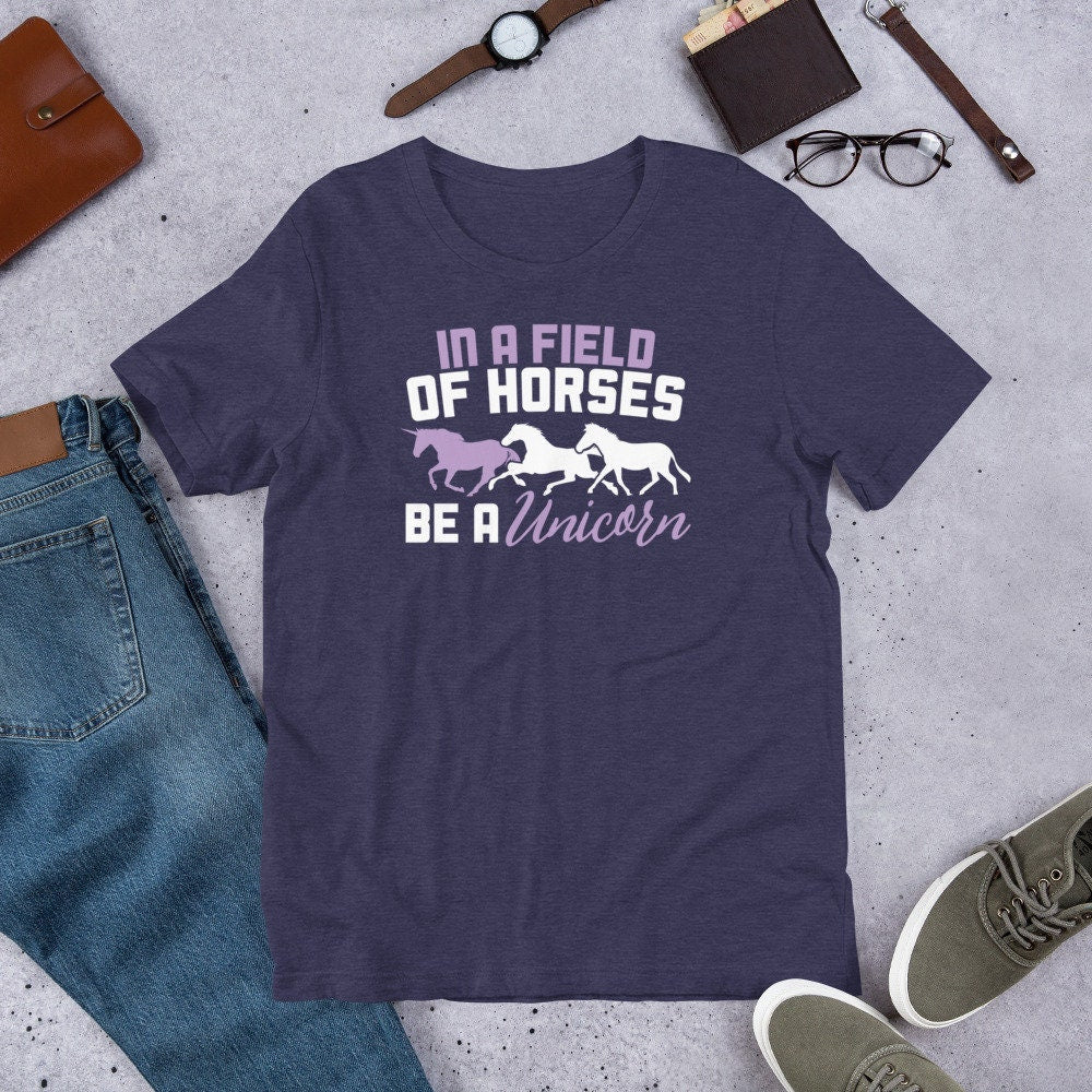 Cute Unicorn Shirt in A Field of Horses Be A Unicorn T Shirt