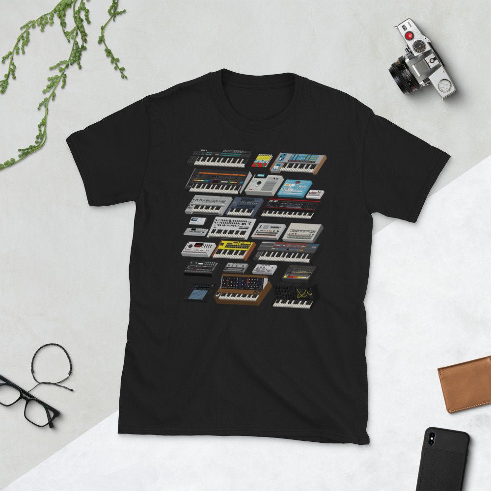 Synths and Drum Machine Collector T-Shirt for Synthesizer Lover