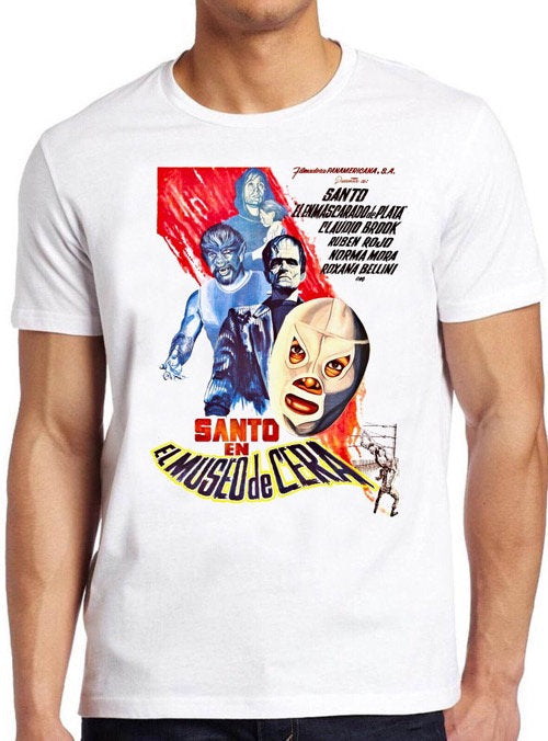 El Santo  T Shirt B2295 Wax Museum Film Movie Poster 60s Mexican Wrestler Retro Cool Top Tee