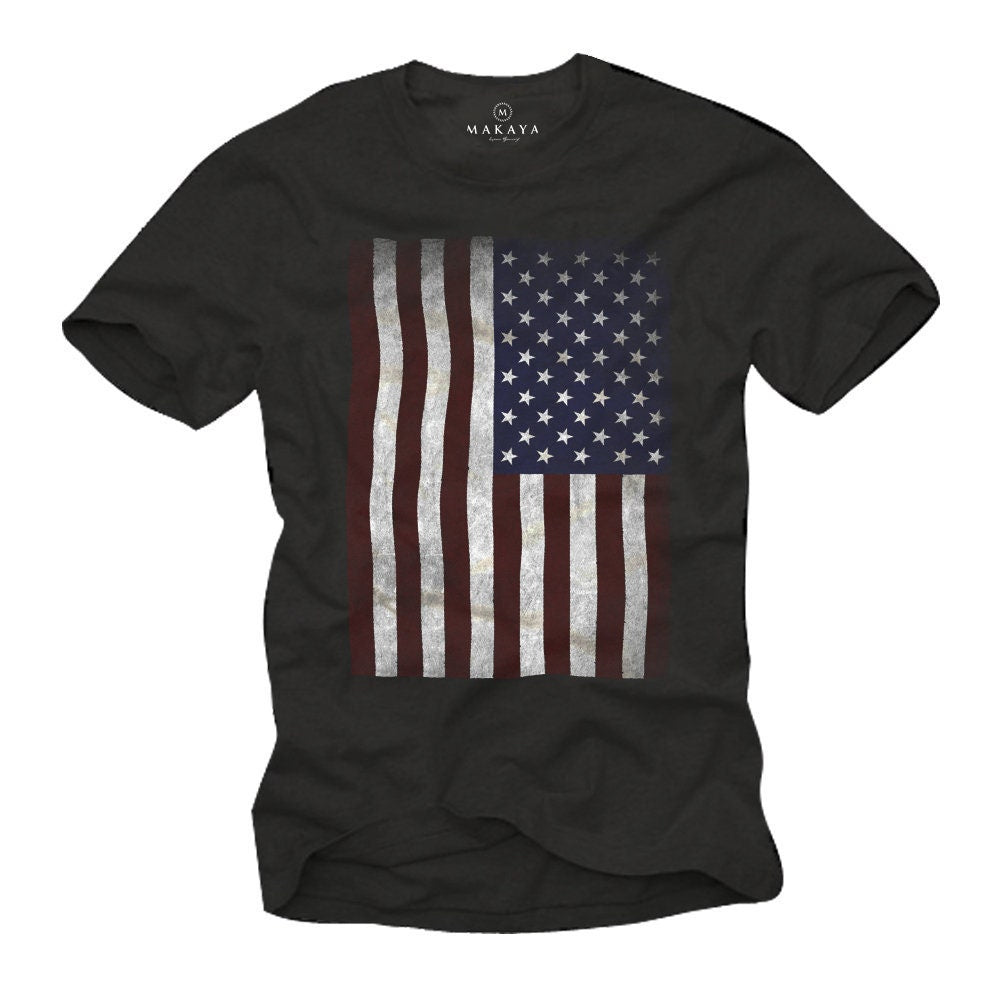 Cool vintage T-Shirt for Men with USA AMERICA flag print Black S-XXXXXL