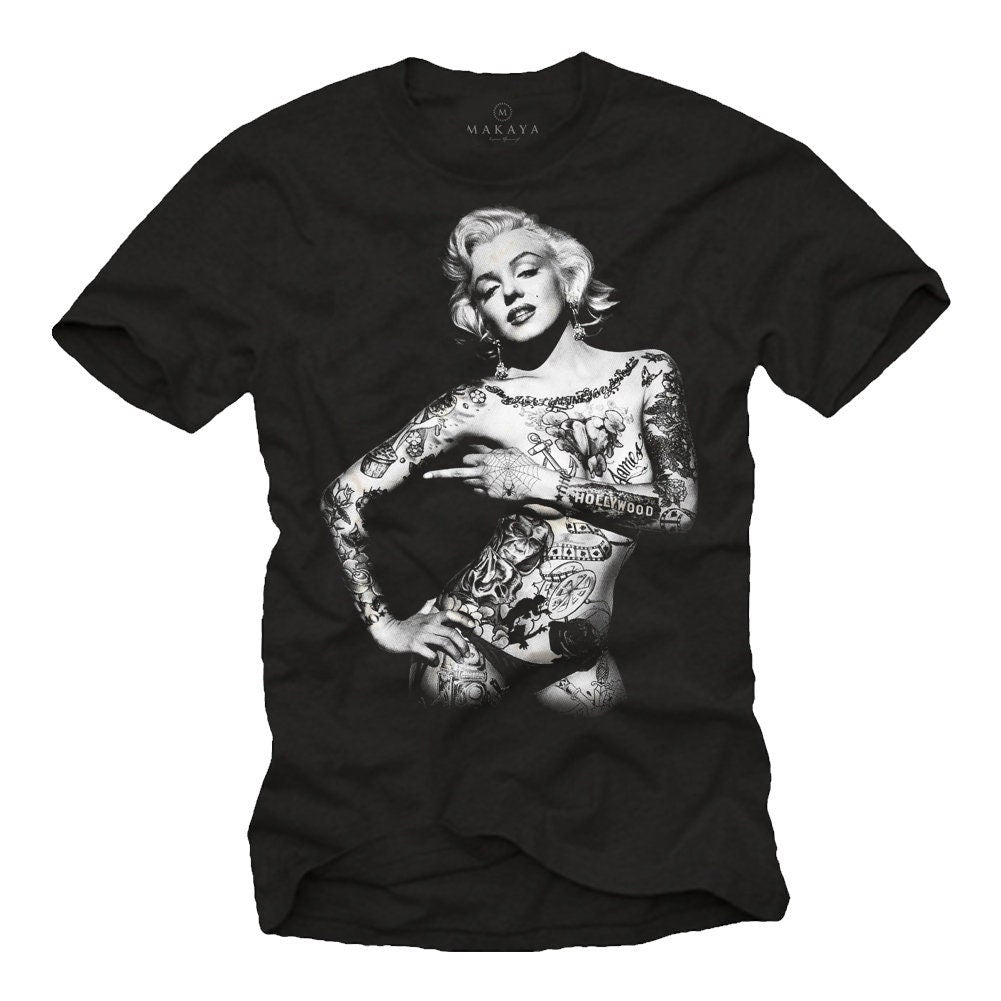 Cool Marilyn Ink Love T-Shirt Black - Men's Tattoo Tee Shirt Print Size S-XXXXXL