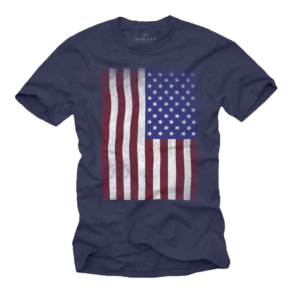 Cool vintage T-Shirt for Men with USA AMERICA flag print Black S-XXXXXL