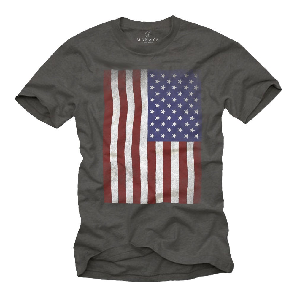 Cool vintage T-Shirt for Men with USA AMERICA flag print Black S-XXXXXL