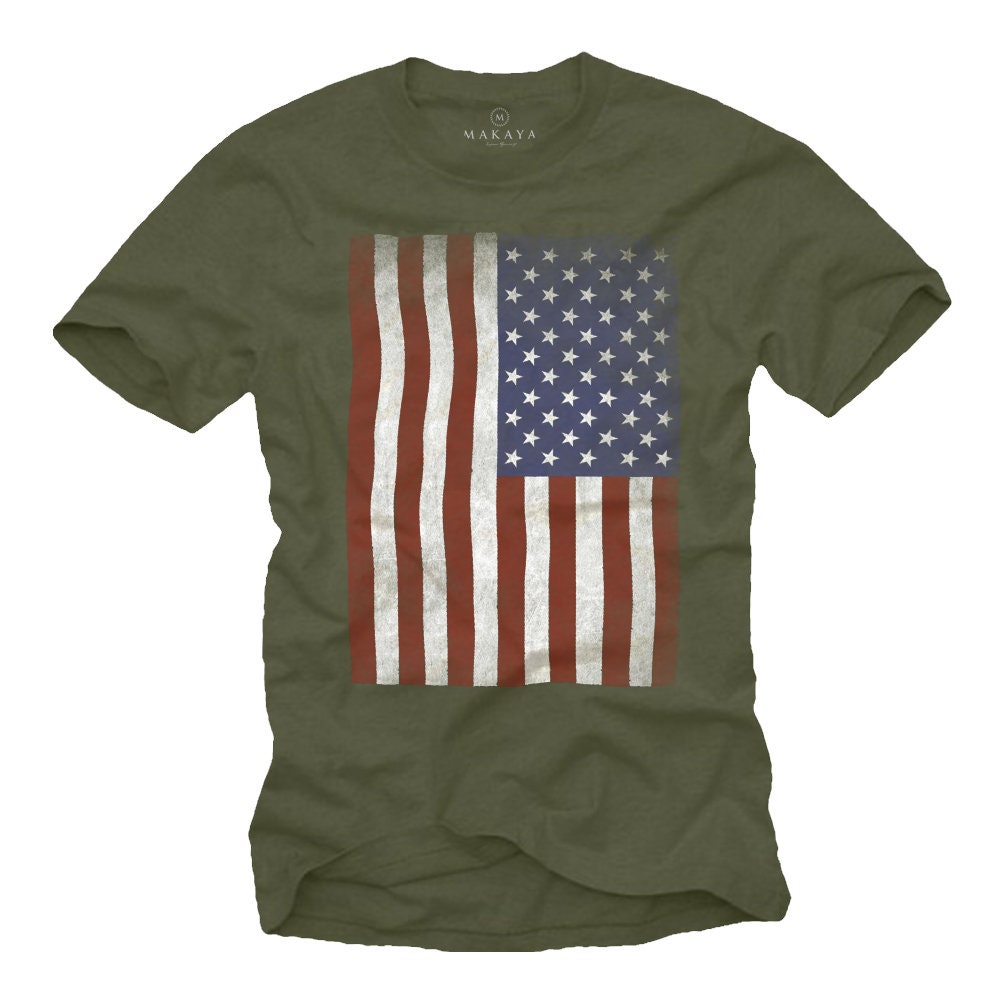 Cool vintage T-Shirt for Men with USA AMERICA flag print Black S-XXXXXL