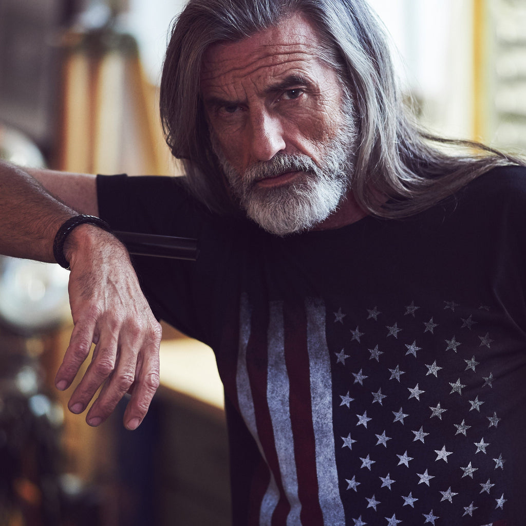 Cool vintage T-Shirt for Men with USA AMERICA flag print Black S-XXXXXL