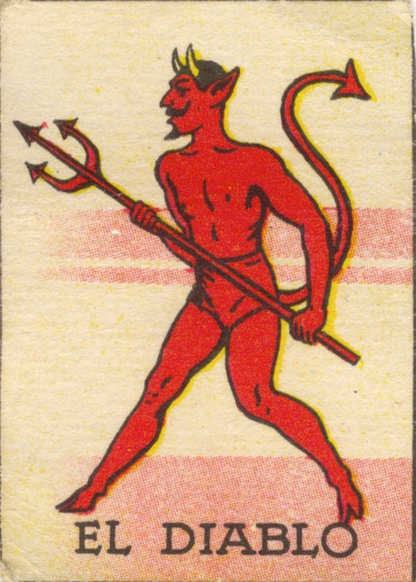 Old School Tattoo Devil Art El DIABLO Loteria Print 5 x 7, 8 x 10 or 11 x 14