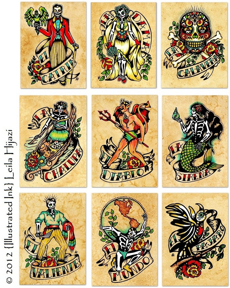 Old School Tattoo Devil Art El DIABLO Loteria Print 5 x 7, 8 x 10 or 11 x 14