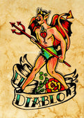 Old School Tattoo Devil Art El DIABLO Loteria Print 5 x 7, 8 x 10 or 11 x 14