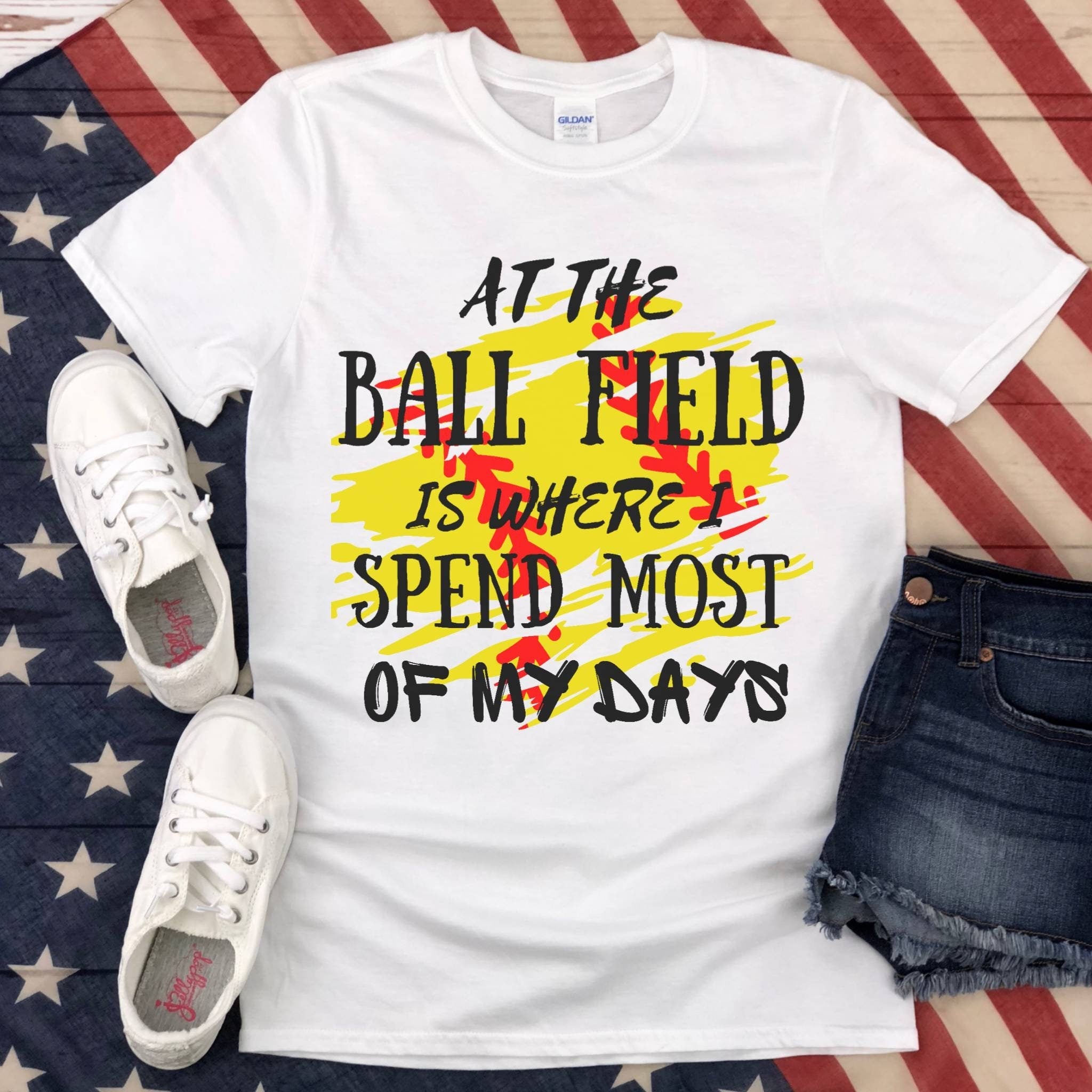At the Ballpark is Where I spend Most of My Days Shirt, Softball, Ball is Life, Ballpark Life, Mom Life, Softball Mom, Sports Tshirt, Sports