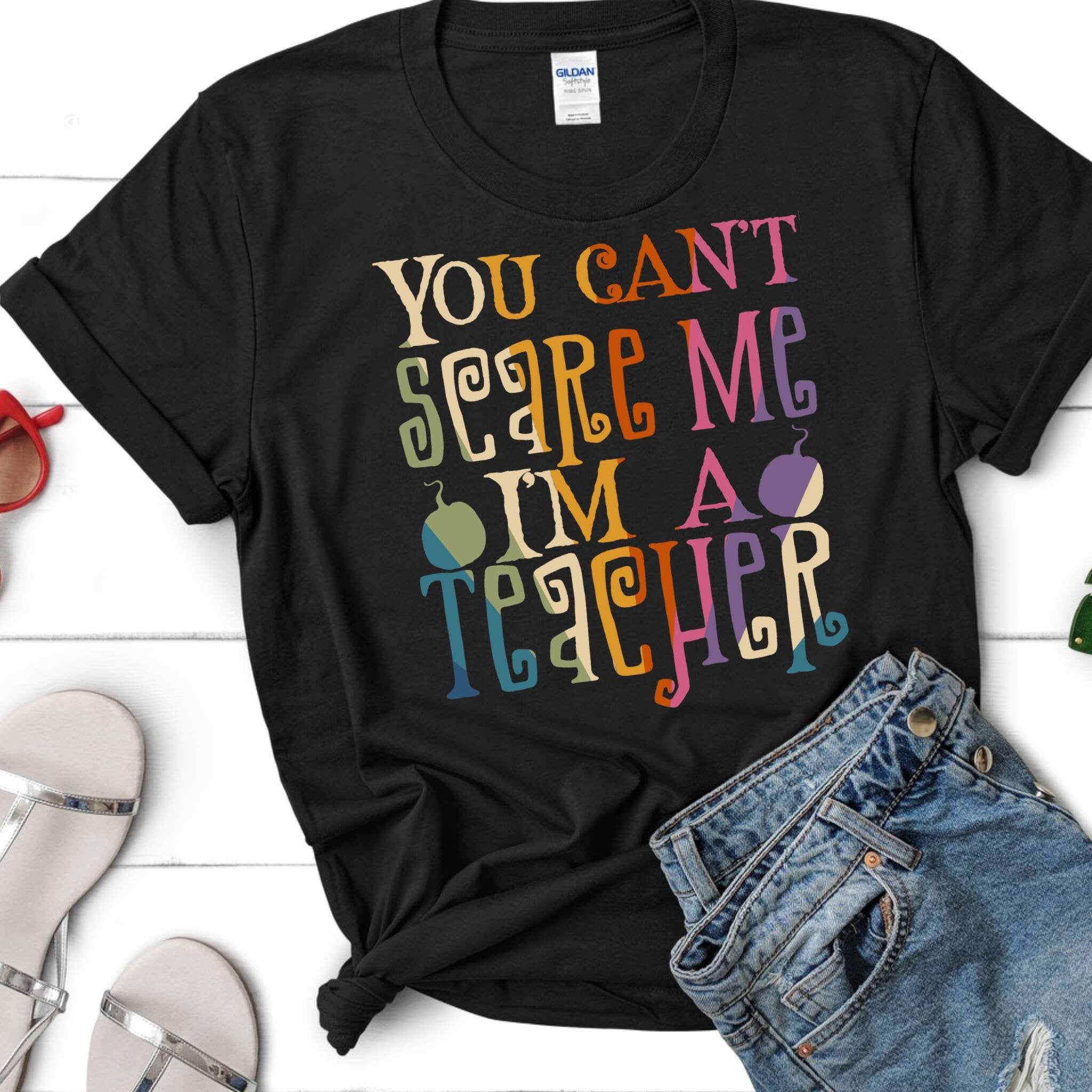 Retro Teacher Halloween Shirt, Spooky Teacher Shirt, Book Lover Tshirt, Matching Teacher Team Shirt Halloween School Shirt, Trendy Halloween