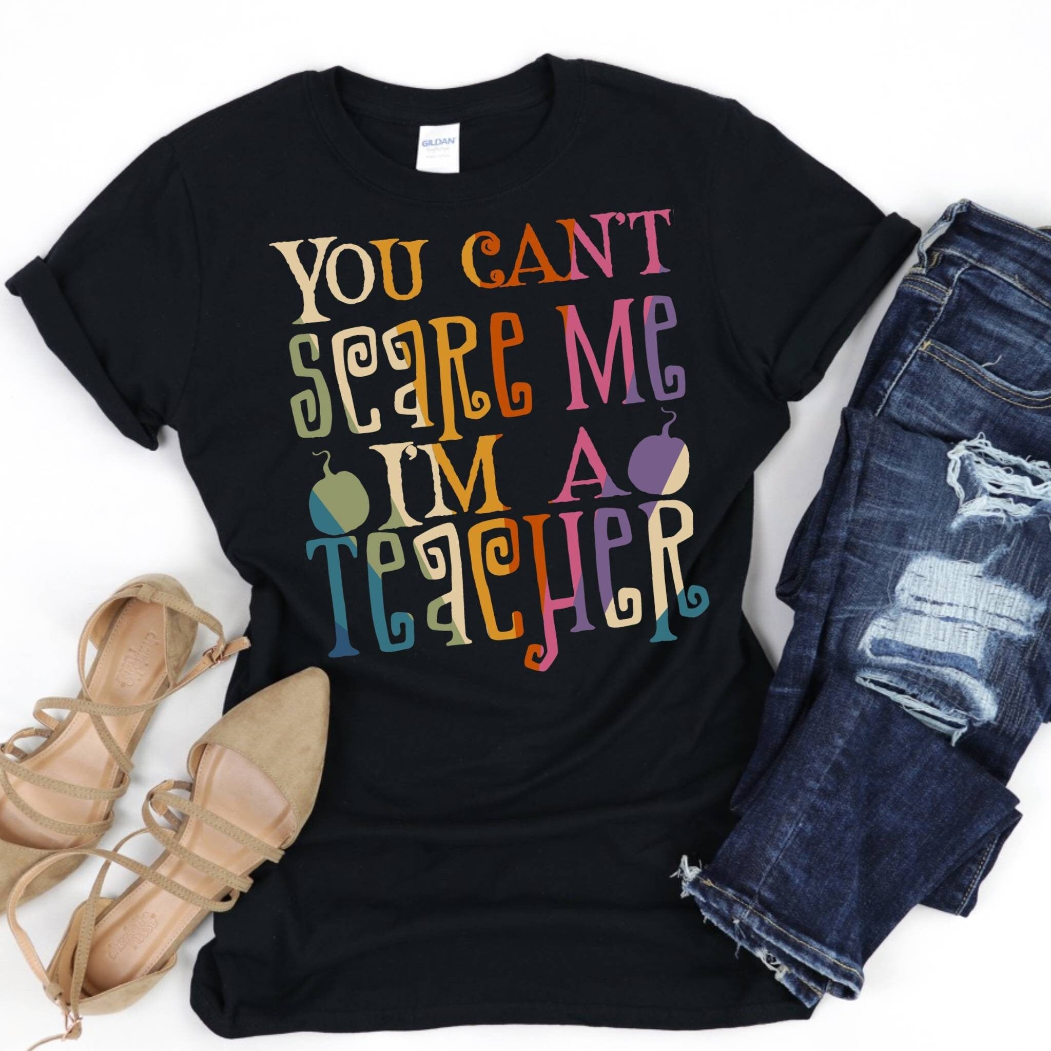 Retro Teacher Halloween Shirt, Spooky Teacher Shirt, Book Lover Tshirt, Matching Teacher Team Shirt Halloween School Shirt, Trendy Halloween