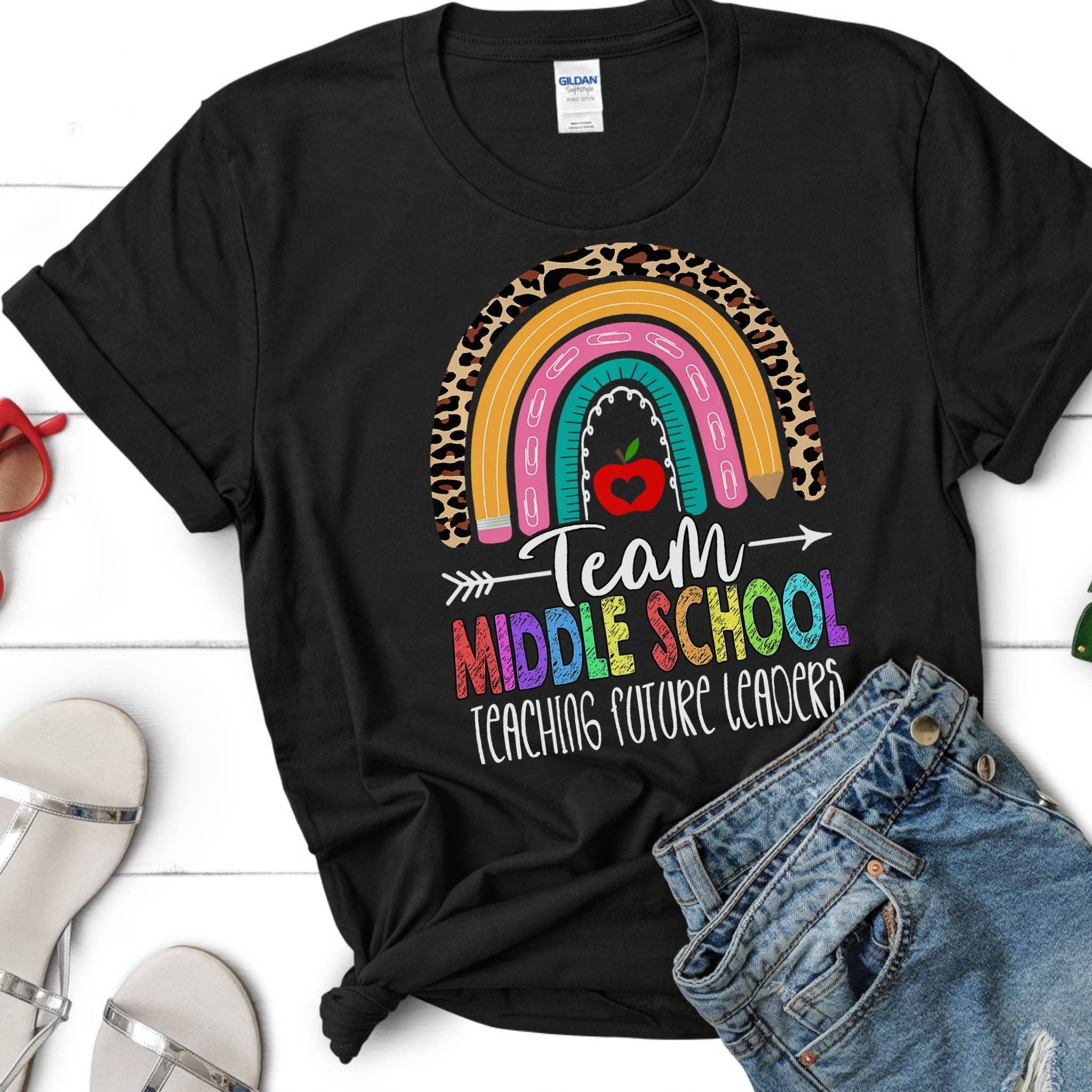 Teacher TShirt, Teacher Shirt, Retro Teacher Shirt, Middle School Teacher Shirt, Rainbow Teacher T-Shirt, Sixth Grade, Seventh Grade Teacher