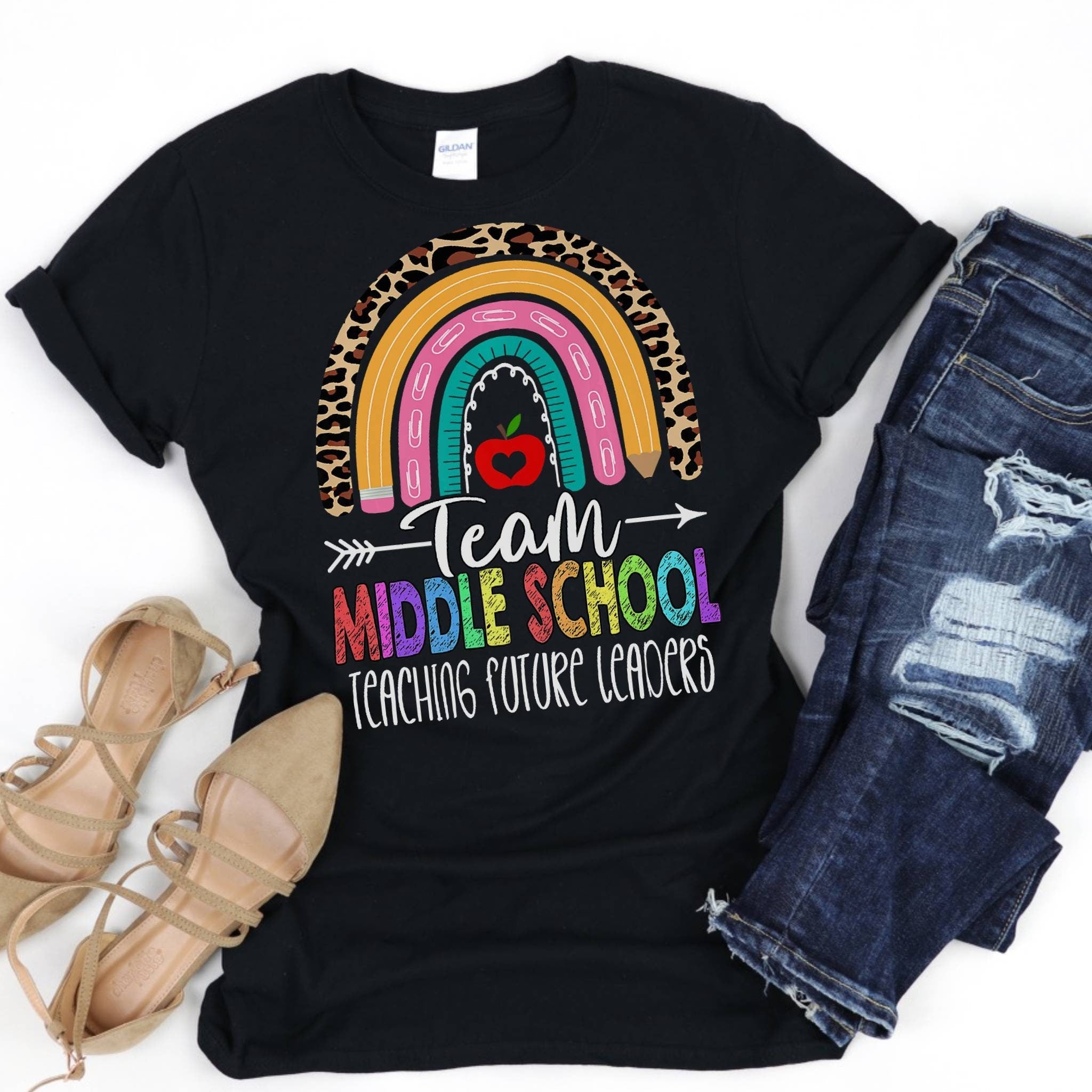 Teacher TShirt, Teacher Shirt, Retro Teacher Shirt, Middle School Teacher Shirt, Rainbow Teacher T-Shirt, Sixth Grade, Seventh Grade Teacher