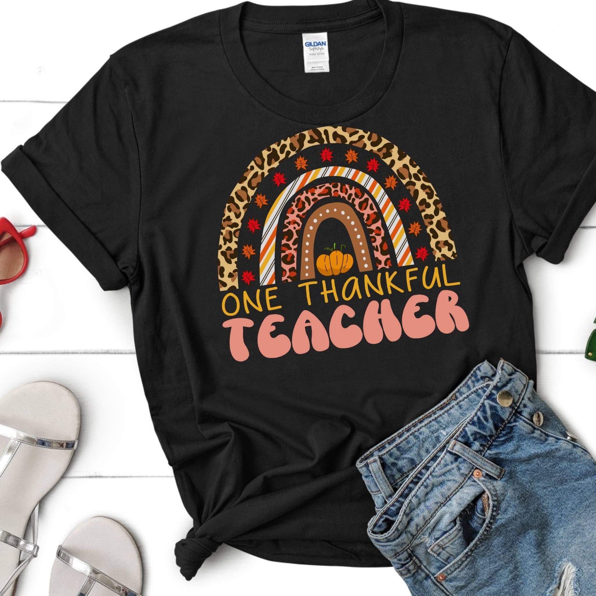 One Thankful Teacher, Teacher Thanksgiving Shirt, Cute Turkey Teacher Shirt, Teacher Gift, Thankful Shirt, Cute Turkey Shirt, Teacher Shirt
