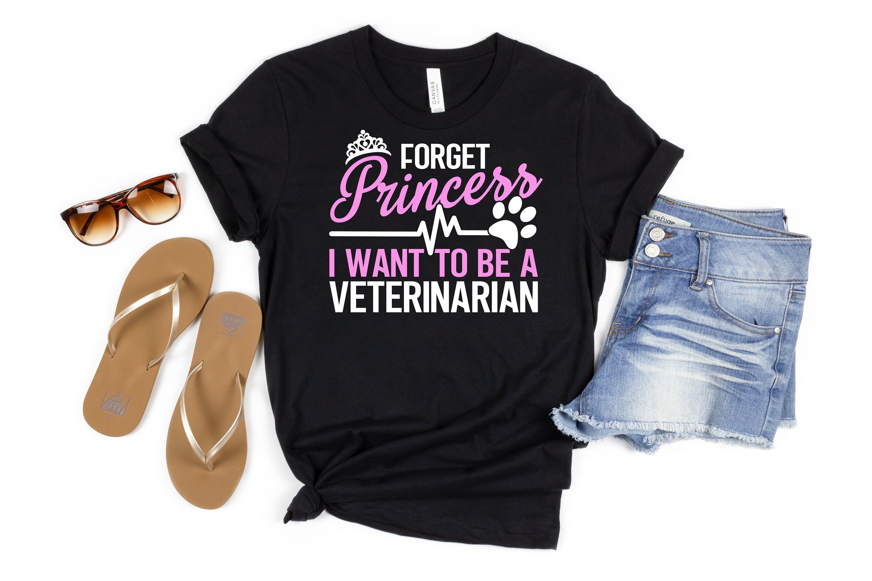Veterinarian Shirt for Girls Forget Princess Want To Be Vet