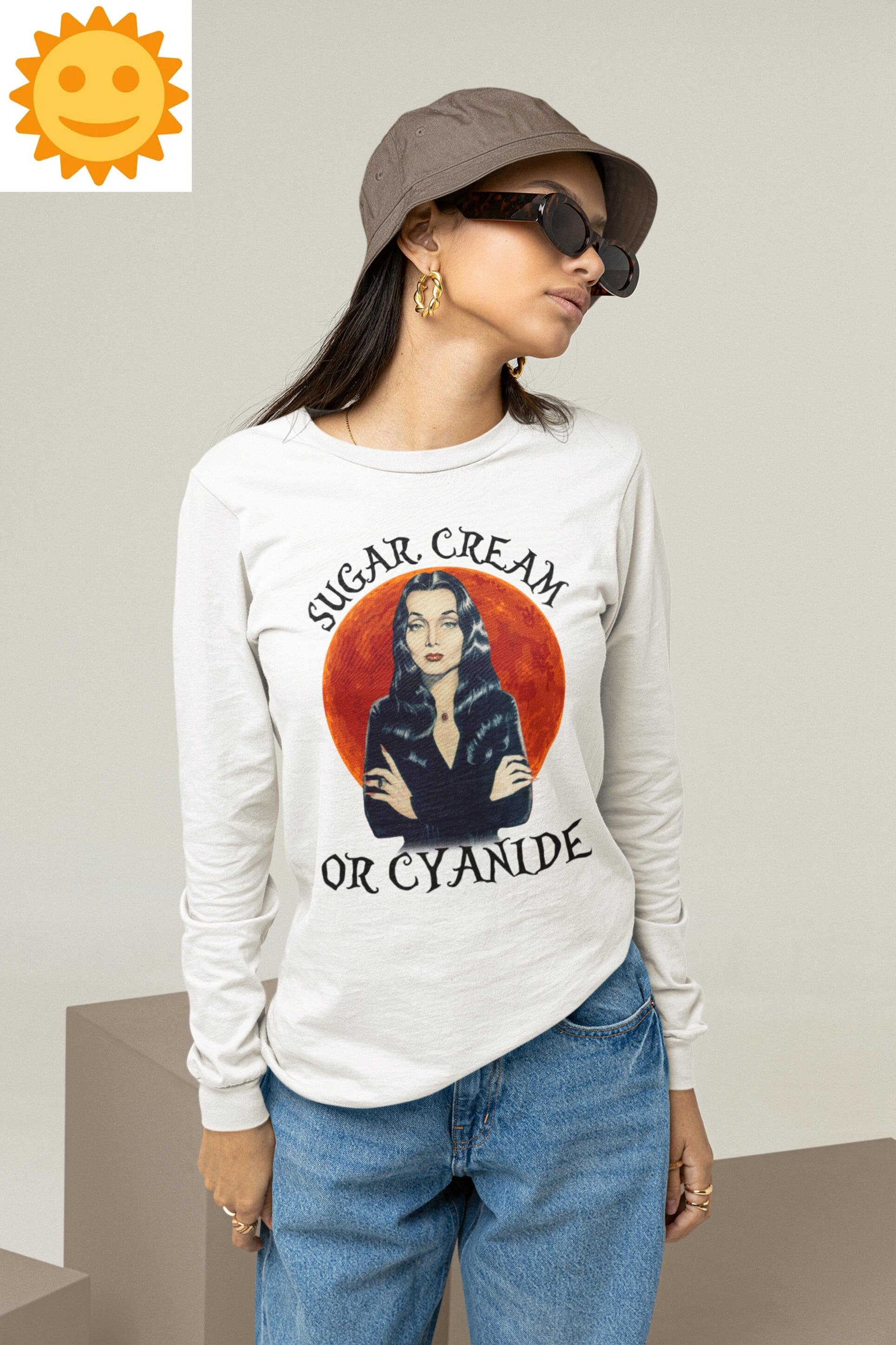 Morticia Addams Sugar Cream Or Cyanide Vintage T-Shirt, Morticia Shirt, Halloween Shirt, Horror Movie Shirt, TV Series Shirt