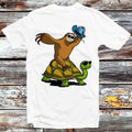 Sloth Cowboy Riding Turtle T Shirt Vintage Retro Cool Gift Mens Womens Unisex Cartoon Anime Top Tee B878