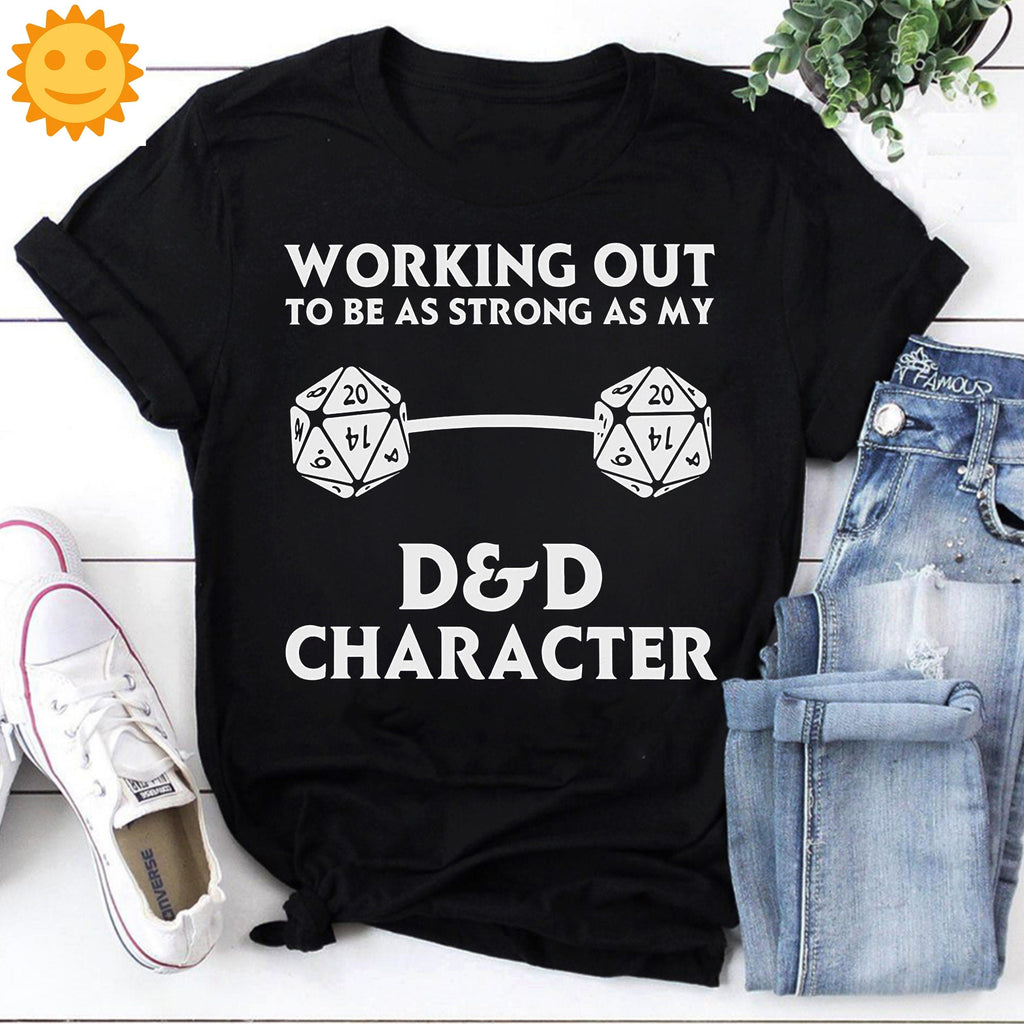 Working Out To Be As Strong As My DND Character Vintage T-Shirt, DND Shirt, Dungeons And Dragons Shirt, Board Game Shirt, Gamer Shirt