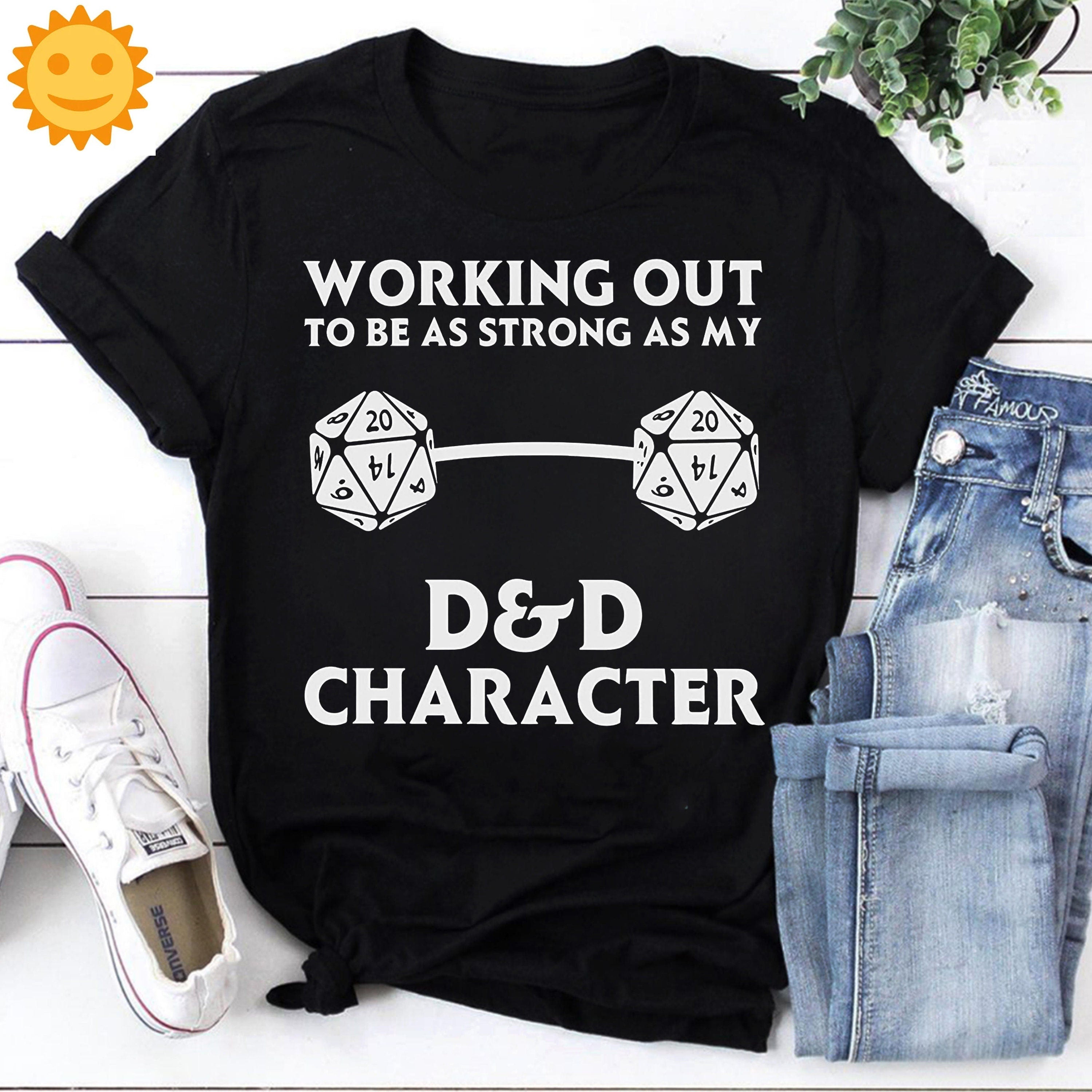 Working Out To Be As Strong As My DND Character Vintage T-Shirt, DND Shirt, Dungeons And Dragons Shirt, Board Game Shirt, Gamer Shirt