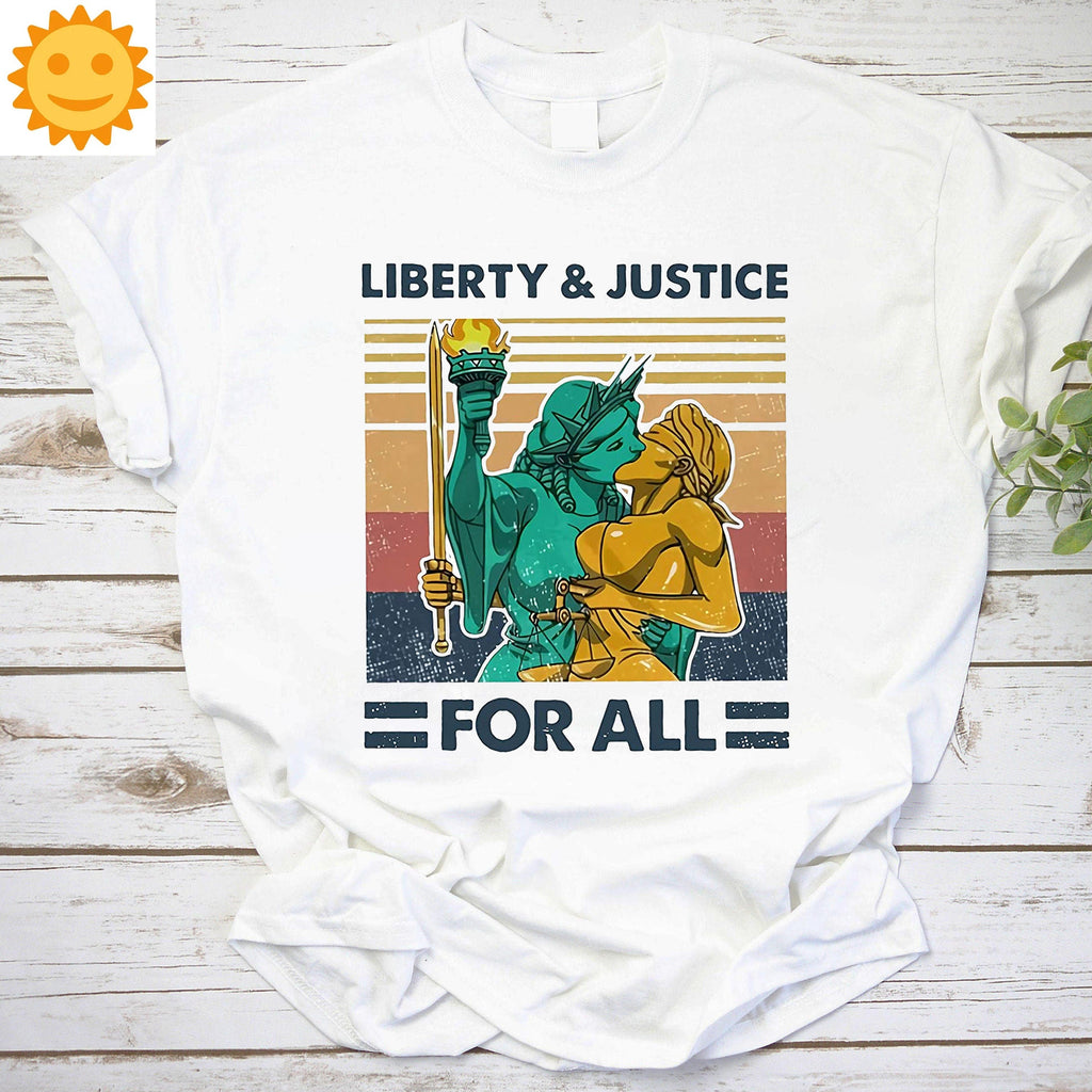 LGBT Liberty And Justice For All Vintage T-Shirt, Liberty Statue Shirt, Justice God Shirt, Bisexual Shirt, Transgender Shirt, LGBT Shirt