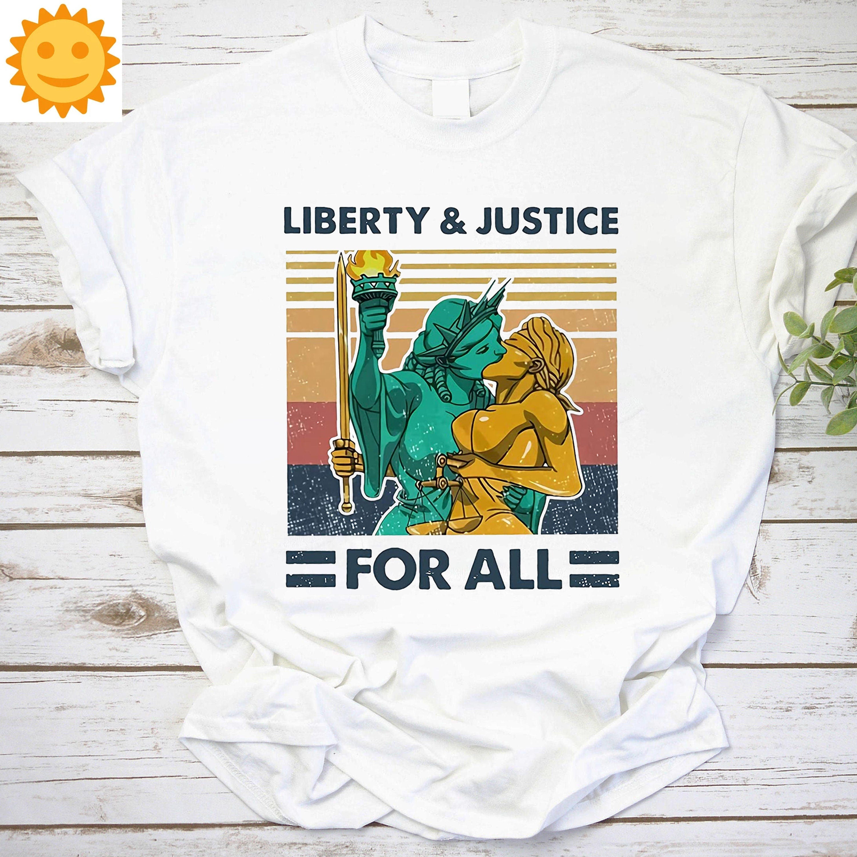 LGBT Liberty And Justice For All Vintage T-Shirt, Liberty Statue Shirt, Justice God Shirt, Bisexual Shirt, Transgender Shirt, LGBT Shirt