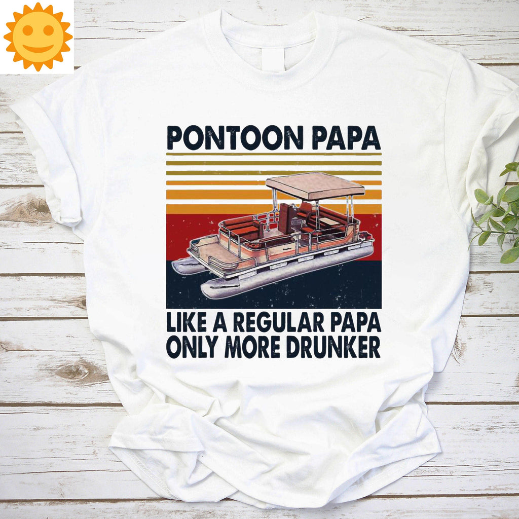 Pontoon Papa Like A Regular Papa Boating Drinking Dad Vintage T-Shirt, Pontoon Shirt, Pontoon Captain Shirt, Pontoon Boat Shirt, Dad Shirt