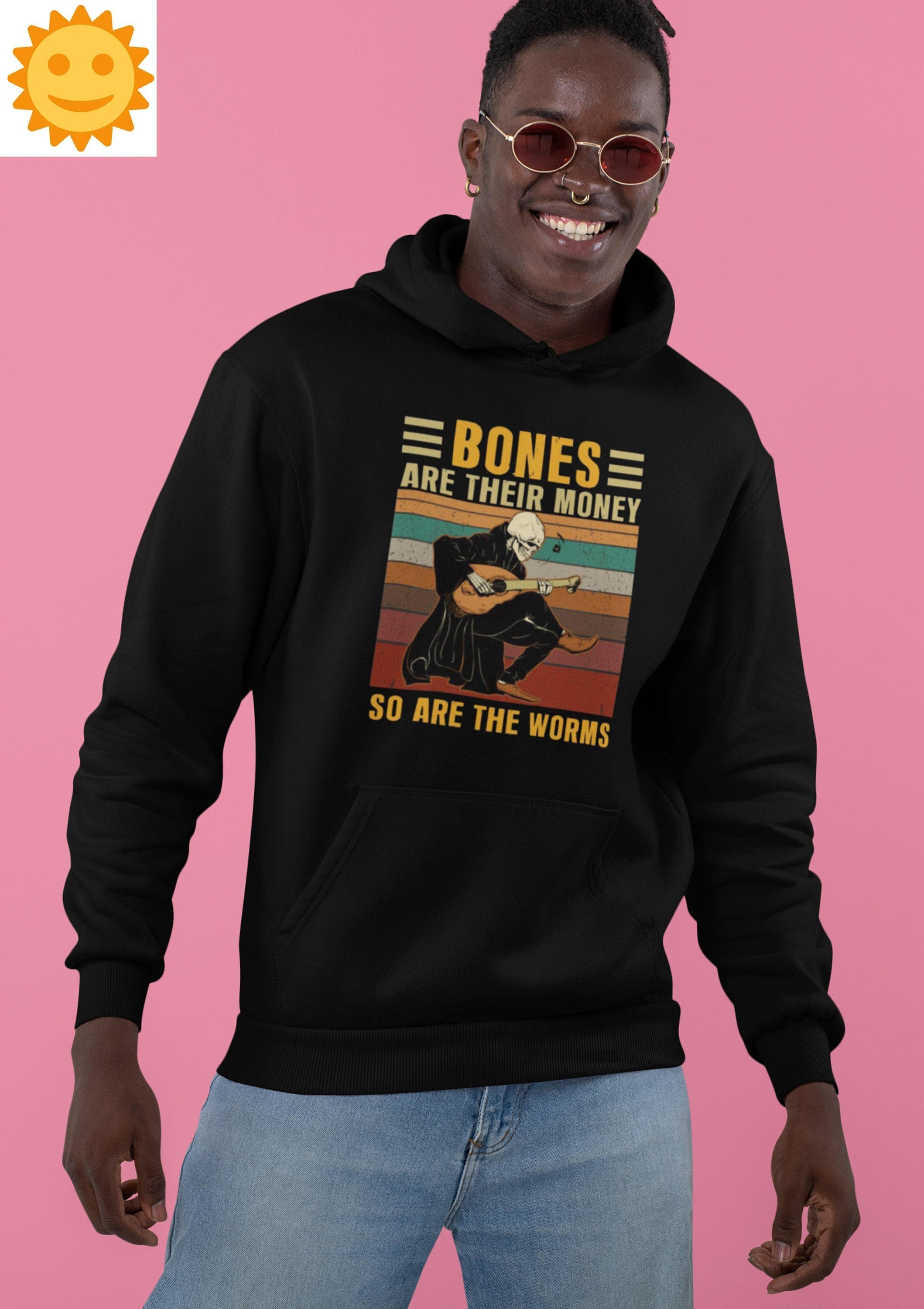 Bones Are Their Money So Are The Worms Vintage T-Shirt, Halloween Shirt, Skeleton Shirt, Guitar Shirt, Guitar Lovers Shirt