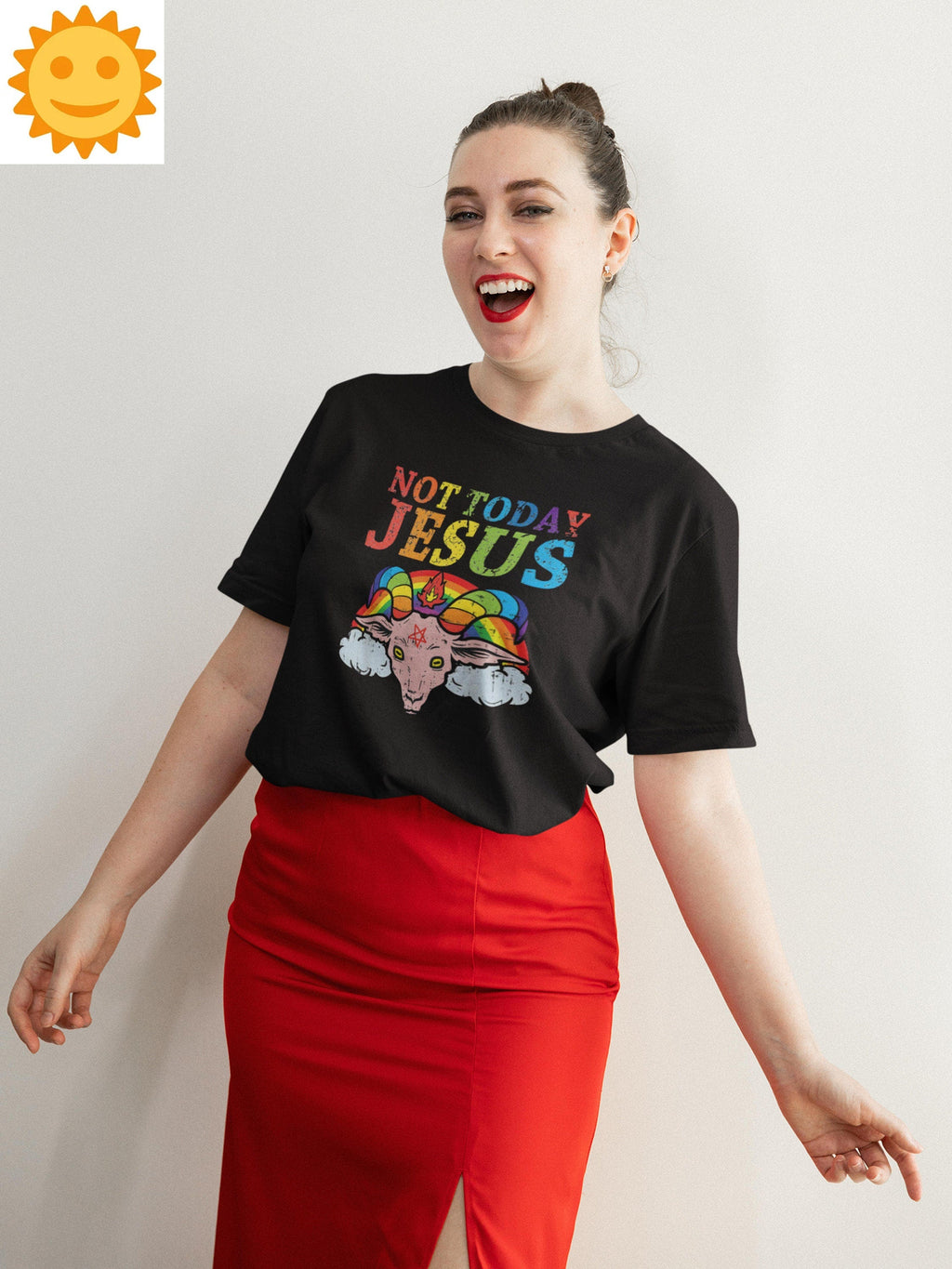 Not Today Jesus Rainbow Vintage T-Shirt, Satanism Shirt, Satan Shirt, Satan Goat Shirt, Religious Shirt, Religion Shirt, Satanic Shirt
