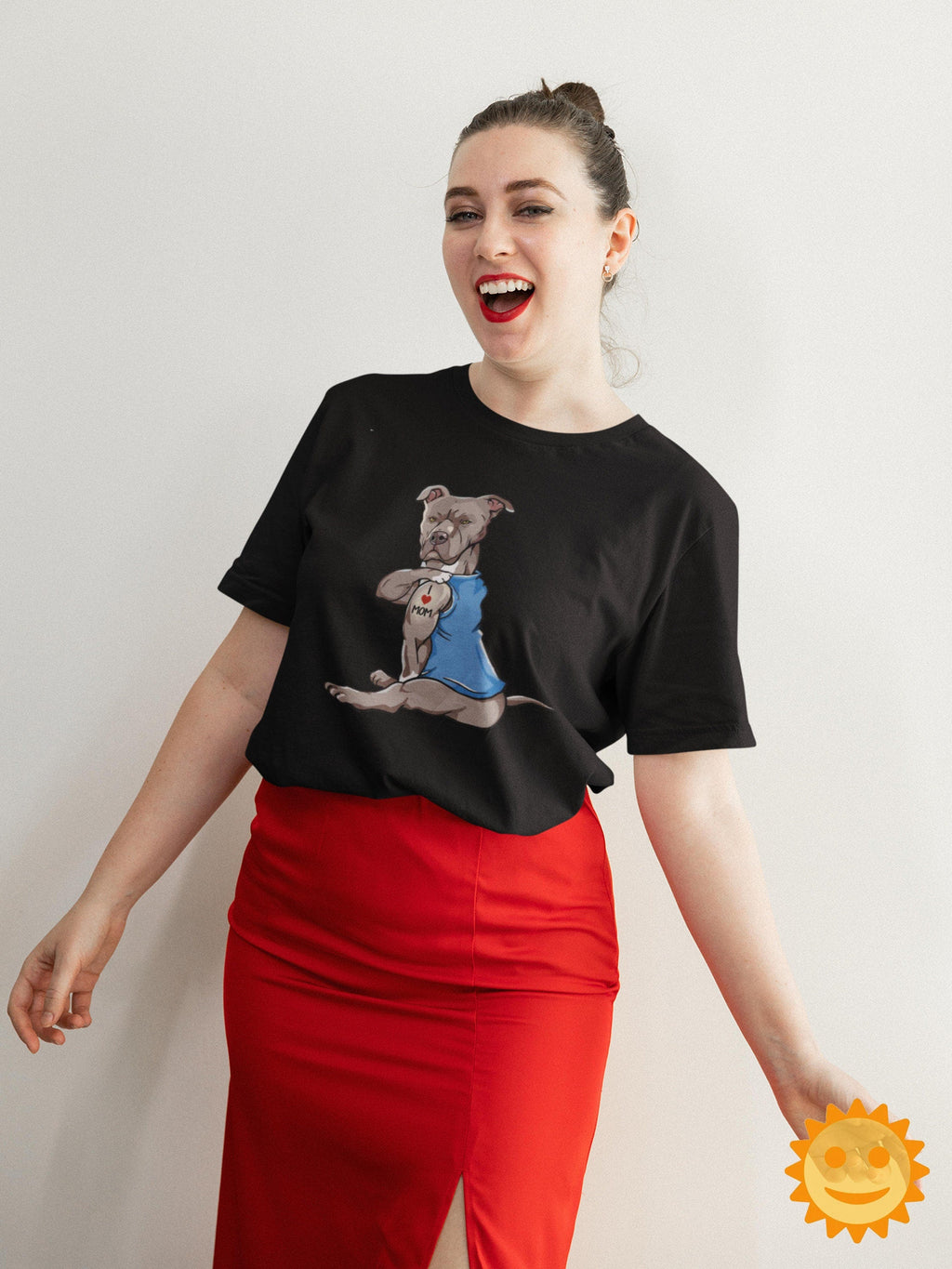 Black Pitbull Tattoos I Love Mom Vintage T-Shirt, Pitbull Mom Shirt, Mothers Day Shirt, Mother's Day Shirt, Dog Lovers Shirt, Pitbull Shirt