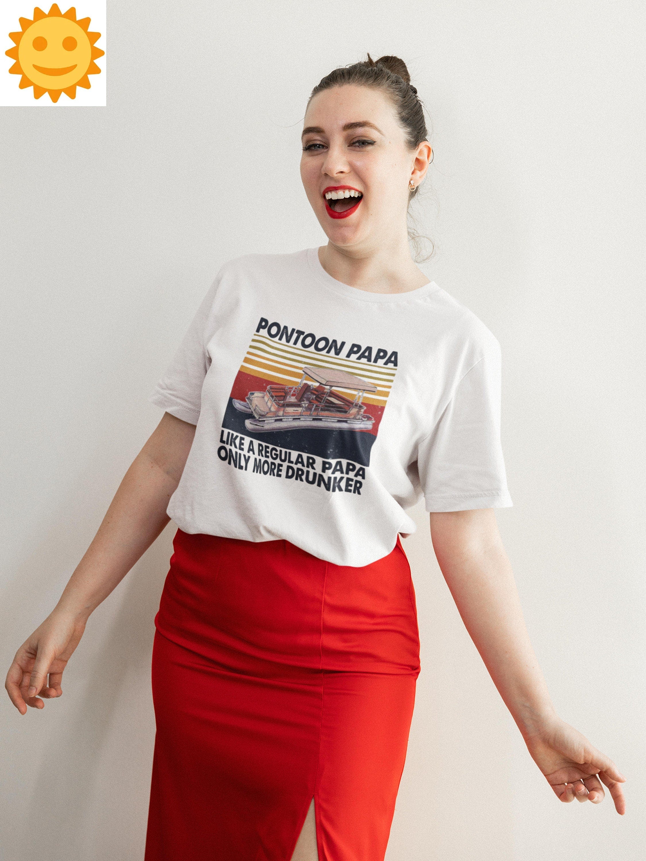 Pontoon Papa Like A Regular Papa Boating Drinking Dad Vintage T-Shirt, Pontoon Shirt, Pontoon Captain Shirt, Pontoon Boat Shirt, Dad Shirt