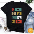 Un Deux Trois Cat Vintage T-Shirt, Funny Black Cat Shirt, Cat Shirt, Cat Lovers Shirt, Black Cat Shirt, Cat Vintage Shirt, Pet Lovers Shirt